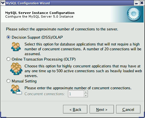 MySQL Server Configuration Wizard:
        Connections
